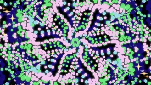 Kaleidoscopic Burst: Abstract Circular Pattern with Sparkling Stars Stock Footage 332197290