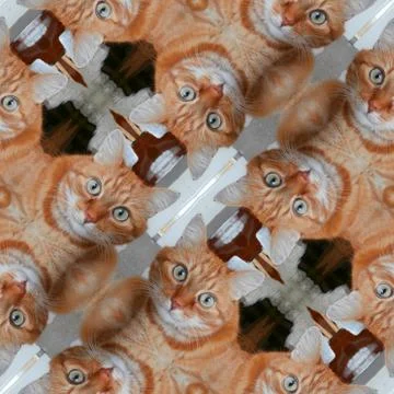 Kaleidoscopic cat seamless generated texture Stock Illustration