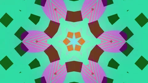 Kaleidoscopic geometric pattern in teal and pink a video displays an intricate Stockbeeldmateriaal 334656186