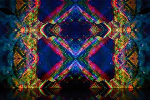 Kaleidoscopic Geometric Patterns in Motion Eye-Level View Stock-Fotos