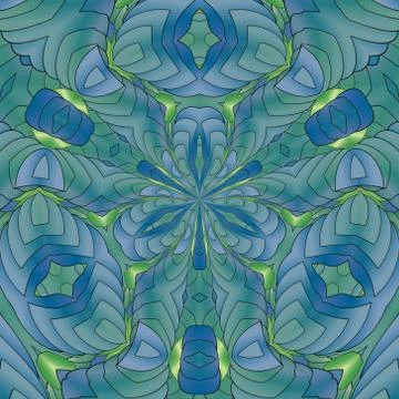 Kaleidoscopic green pattern Stock Illustration