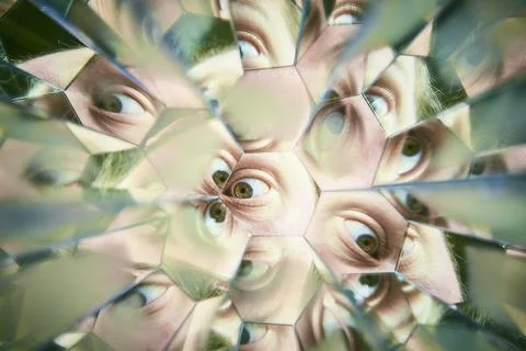 Kaleidoscopic Human Eye Pattern Abstract Psychotic Vision Reflections Stock Photos