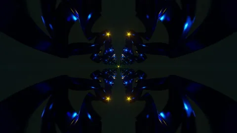 Kaleidoscopic light array blue yellow symmetry motionscape abstract visuals Stock Footage 326866296
