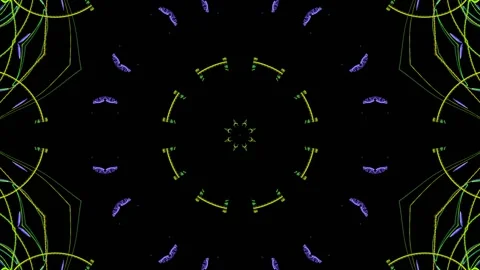 Kaleidoscopic mandala of colored rays turns into a point and back Stock Footage 154185987