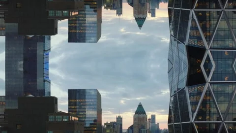 Kaleidoscopic mirror effect of New York City skyline with Hearst Tower and other Stock Footage 335249184