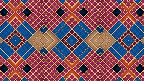 Kaleidoscopic movement of colored rectangular shapes 3d render loop animation 4K Stock Footage 121421239