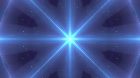 Kaleidoscopic movement of light rays turning into a star Video stock 154560593