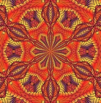 Kaleidoscopic orange pattern Stock Illustration