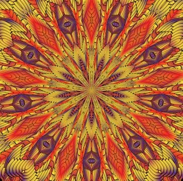Kaleidoscopic orange pattern Stock Illustration