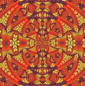 Kaleidoscopic orange pattern Stock Illustration