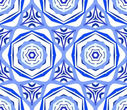 Kaleidoscopic Pattern Blue Flower Background Stock Illustration