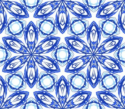 Kaleidoscopic Pattern Blue Flower Stock Illustration
