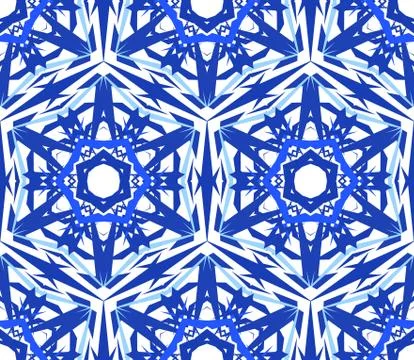 Kaleidoscopic Pattern Blue Star Flower Stock Illustration