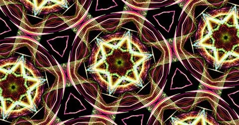 Kaleidoscopic Pattern On Dark Background In Vibrant Colors Ilustración de archivo