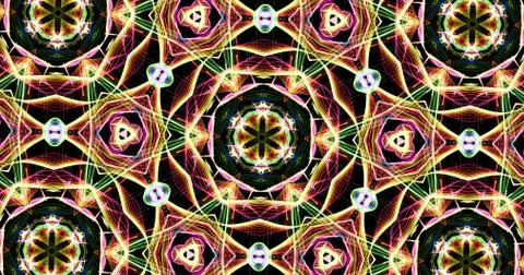 Kaleidoscopic Pattern On Dark Background In Vibrant Colors Stock Illustration