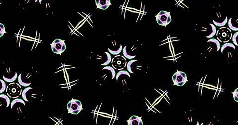 Kaleidoscopic Pattern On Dark Background In Vibrant Colors Stock Illustration