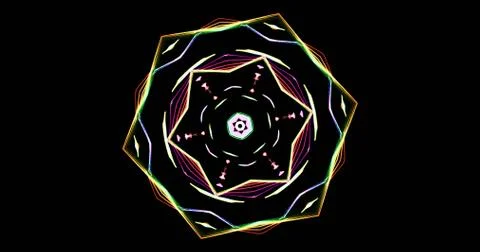 Kaleidoscopic Pattern On Dark Background In Vibrant Colors Stock Illustration