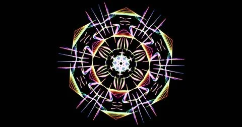 Kaleidoscopic Pattern On Dark Background In Vibrant Colors Stock Illustration