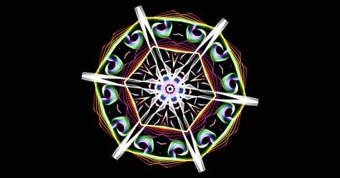 Kaleidoscopic Pattern On Dark Background In Vibrant Colors Stock Illustration