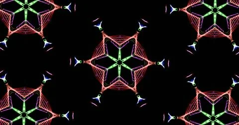 Kaleidoscopic Pattern On Dark Background In Vibrant Colors Stock Illustration