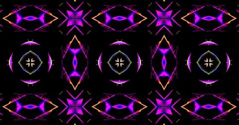 Kaleidoscopic Pattern On Dark Background In Vibrant Colors Stock Illustration
