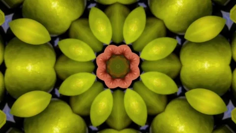 A kaleidoscopic pattern featuring green apples Stock Footage 318799141