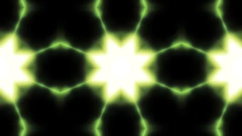 Kaleidoscopic pattern flashes brightly on black background. Motion. Bright Stock Illustration
