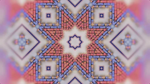 Kaleidoscopic pattern of groups of cylindrical figures. 3d render loop animation Stock Footage 278057447