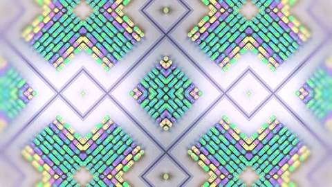 Kaleidoscopic pattern of groups of cylindrical figures 3d render loop animation Stock Footage 278855462