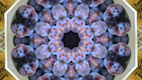 Kaleidoscopic pattern made from plums Stock Footage 318799139