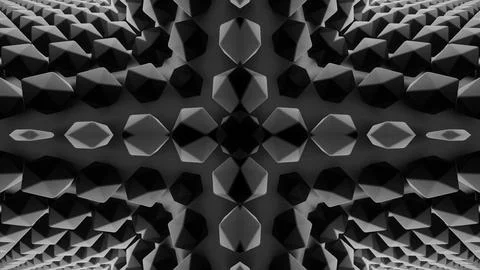 Kaleidoscopic pattern, moving texture with volumetric shapes with edges. Design 스톡 일러스트