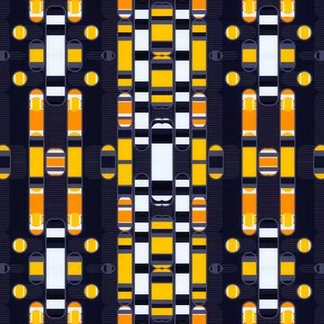 Kaleidoscopic pattern of multicolored lines and dots. 3d rendering illustration Stock Illustration