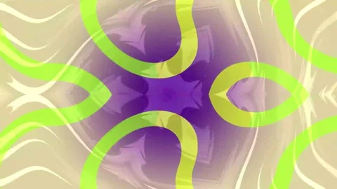 Kaleidoscopic pattern of purple and yellow swirling shapes on light background Stock Footage 335060424