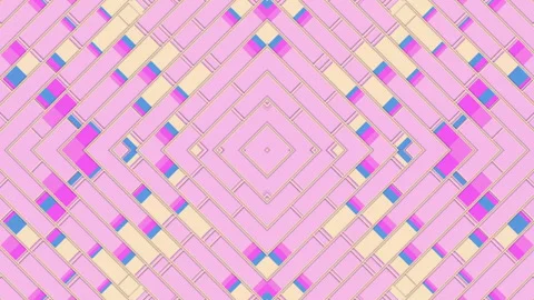 Kaleidoscopic pattern of wavy rectangular stripes 3d rendering loop animation Stock Footage 205568091
