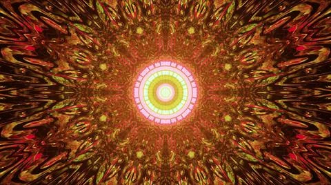 Kaleidoscopic patterned background with yellow and red colors Stock Illustration