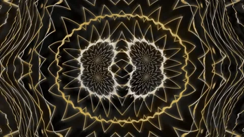 Kaleidoscopic patterns with golden and black colors in Stock Footage 339960954