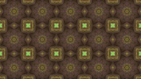 Kaleidoscopic seamless background, patterns with green and brown colors Stock Illustration