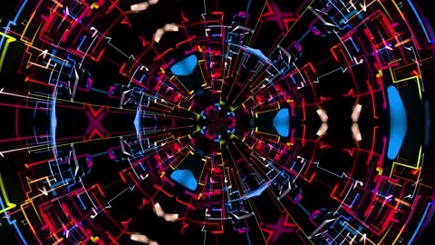 Kaleidoscopic simmetrical structure. Abstract laser show. 4k abstract bg with Stock Footage 147843722
