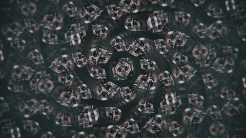 Kaleidoscopic Skulls Stop Motion Loop Background Stock Footage 122740897