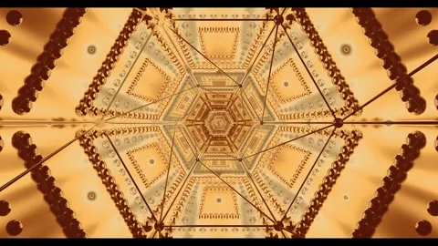 Kaleidoscopic tunnel loop with intricate patterns in warm hues cr Stock Footage 316527668