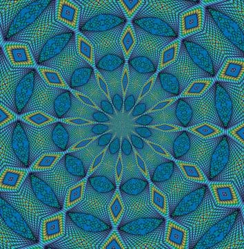 Kaleidoscopic turquoise pattern Stock Illustration