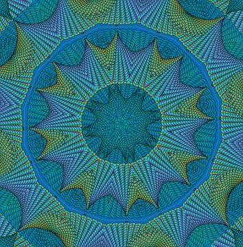 Kaleidoscopic turquoise pattern Stock Illustration