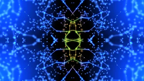 Kaleidoscopic video effect,  in blue and yellow colour Stock Footage 301430620