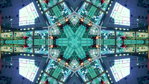A kaleidoscopic view of appears to be a train railway in the night Stock Footage 309523968