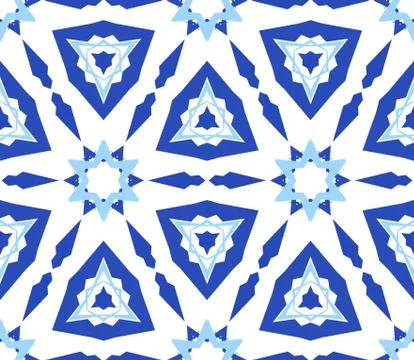 Kaleidoscopic White Blue Flower Pattern Stock Illustration