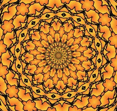 Kaleidoscopic yellow and black pattern Stock Illustration