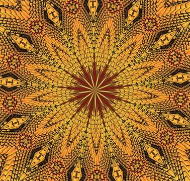 Kaleidoscopic yellow and black pattern Stock Illustration