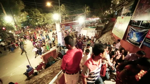 Kali Mandir Crowd Durga Puja Festival Timelapse Stock Footage 58247703