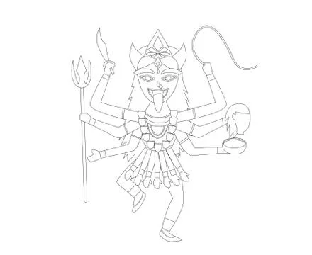 Kali in outline style for coloring, vector Stock Illustration