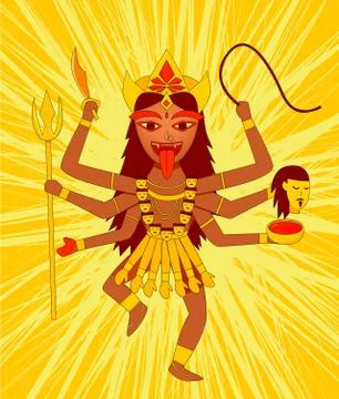 Kali on yellow background, vector Stock Illustration